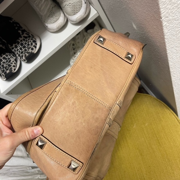 L.A.M.B. Brown Tan Leather Tassel Chain Strap Hobo Shoulder Bag Purse - Picture 9 of 9